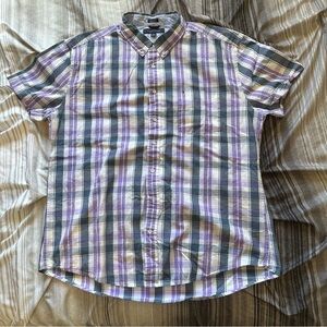 Tommy Hilfiger Plaid Button Down Short Sleeve Shirt US Men’s XXL